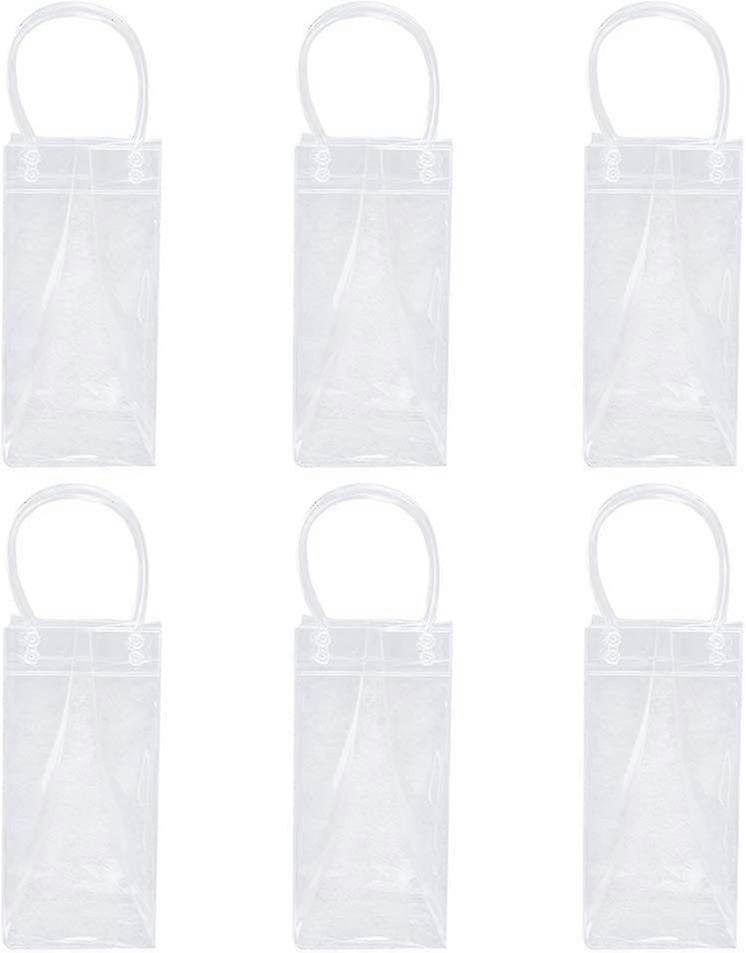 6 حزمة الشمبانيا البيرة زجاجة النبيذ الاحمر معزول للماء المحمولة واضحة بولي كلوريد الفينيل أكياس برودة مع مقبض حمل لحزب في الهواء الطلق