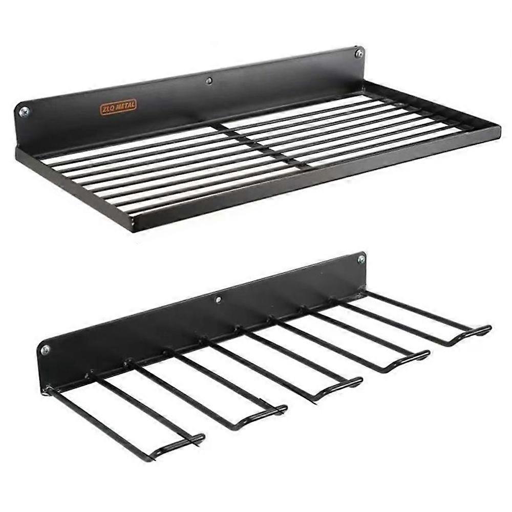 Upper Lower Layer Wall Mount Power Tool Storage Rack for Drills Screwdrivers Space Saving Metal Shel