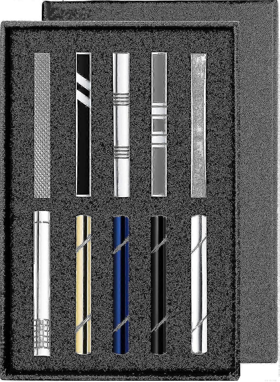 Herr slipsklämma set slipsklämma bröllop business ring presentförpackning