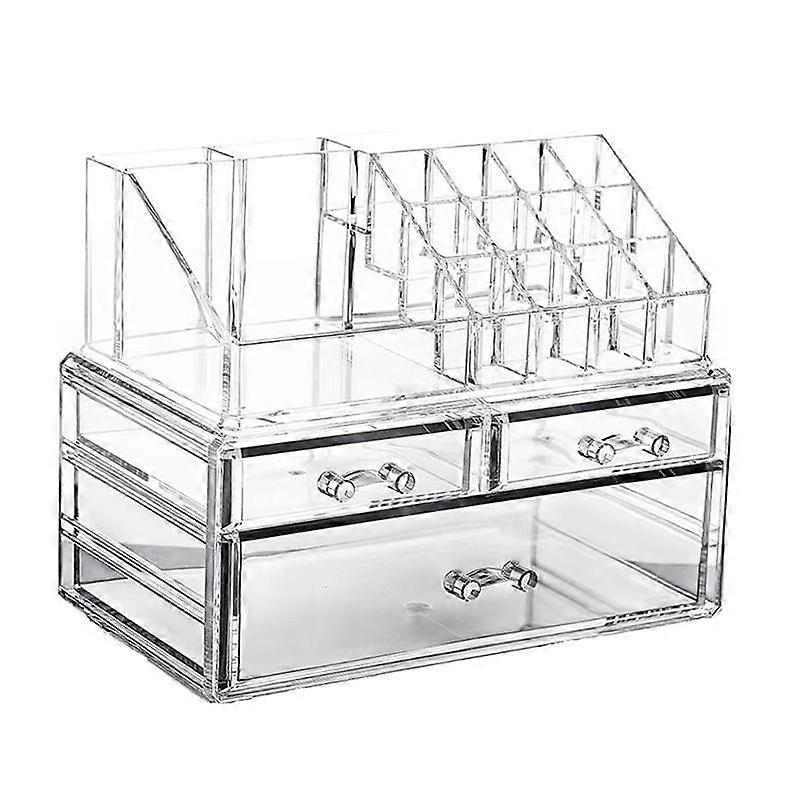 Clear Makeup Organizer with 3 Drawers and Removable of Top Lipstick Holders Enhance Your Vanity, Bathroom,Dresser