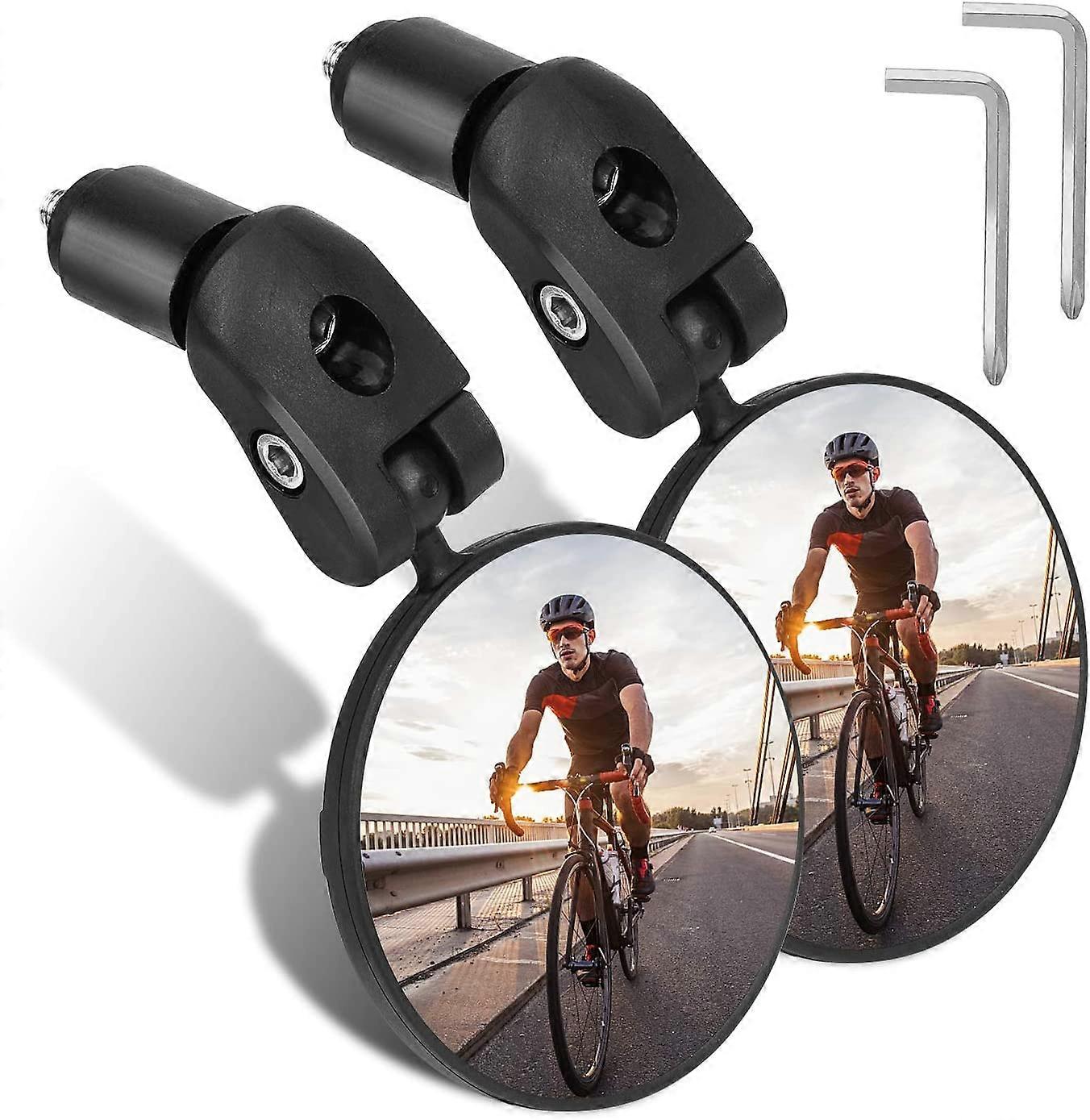 Pole end bicycle mirror, high-definition rear view mirror, 360 degree adjustable rotary handle convex mirror, 2pc