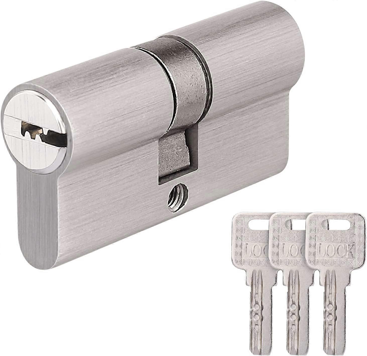 30/30 Lock Cylinder with 3 Keys, Double Cylinder Profile, Cylinder Lock, Replacement Accessory, Identical Locking Cylinder, Front Door Security Lock