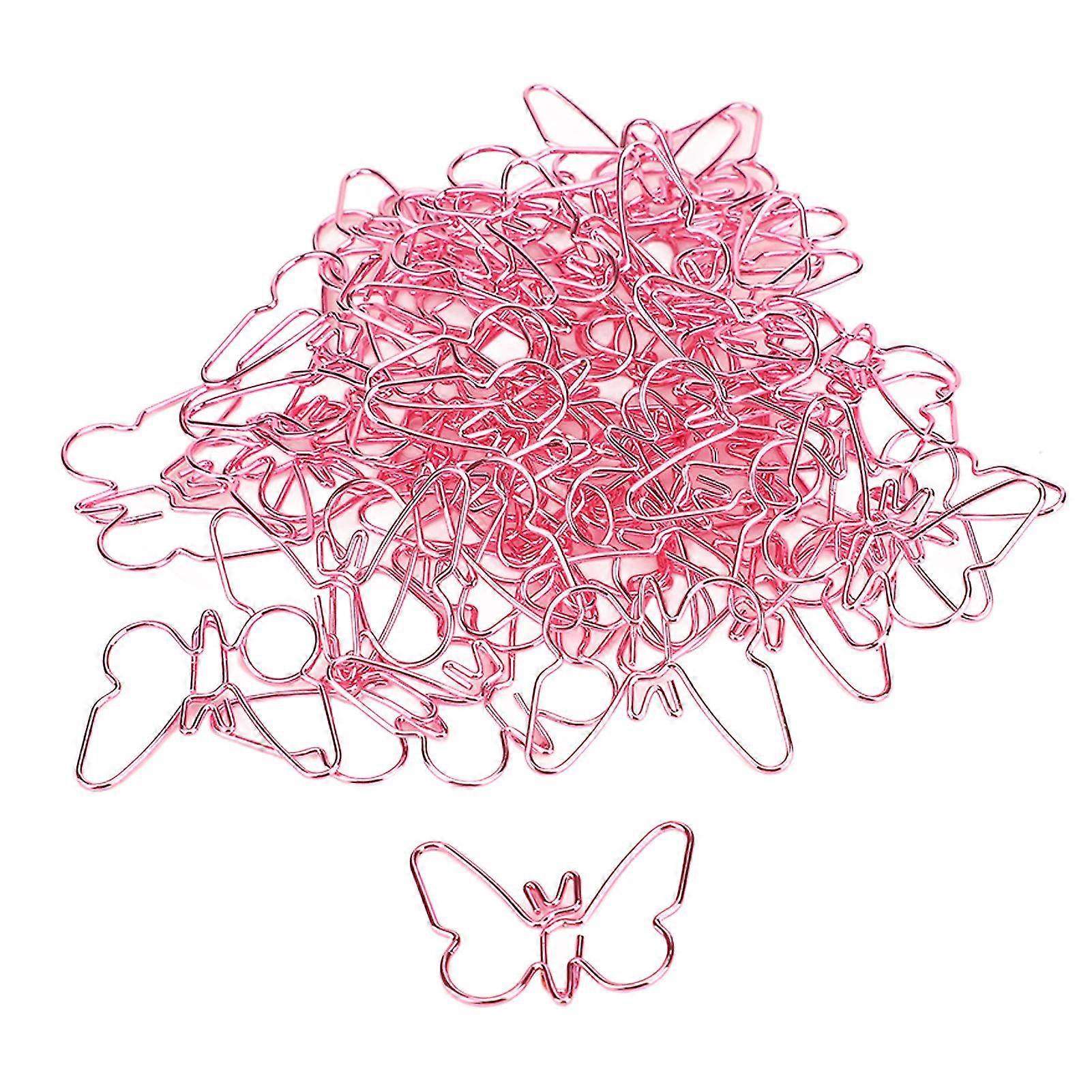 Cute Pink Butterflies Paperclips - 50Pcs for Office Home and School