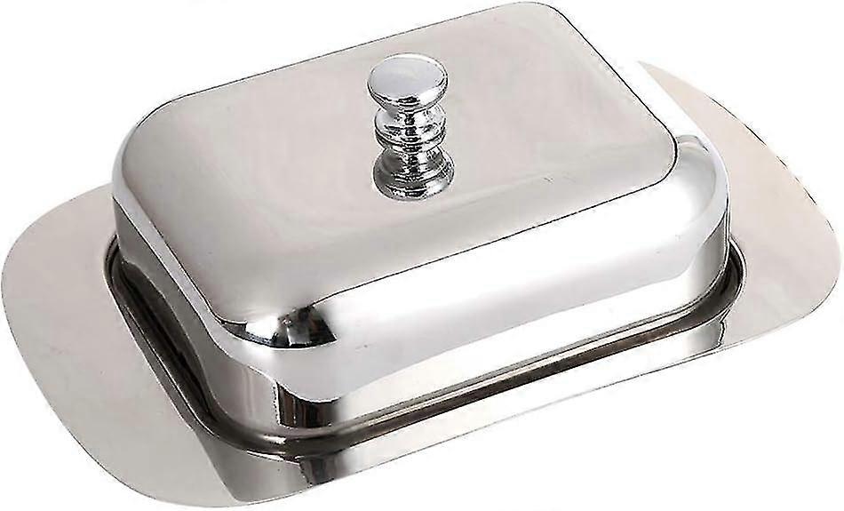 Stainless Steel Butter Box Container with Lid - Shiny Cheese Server Storage