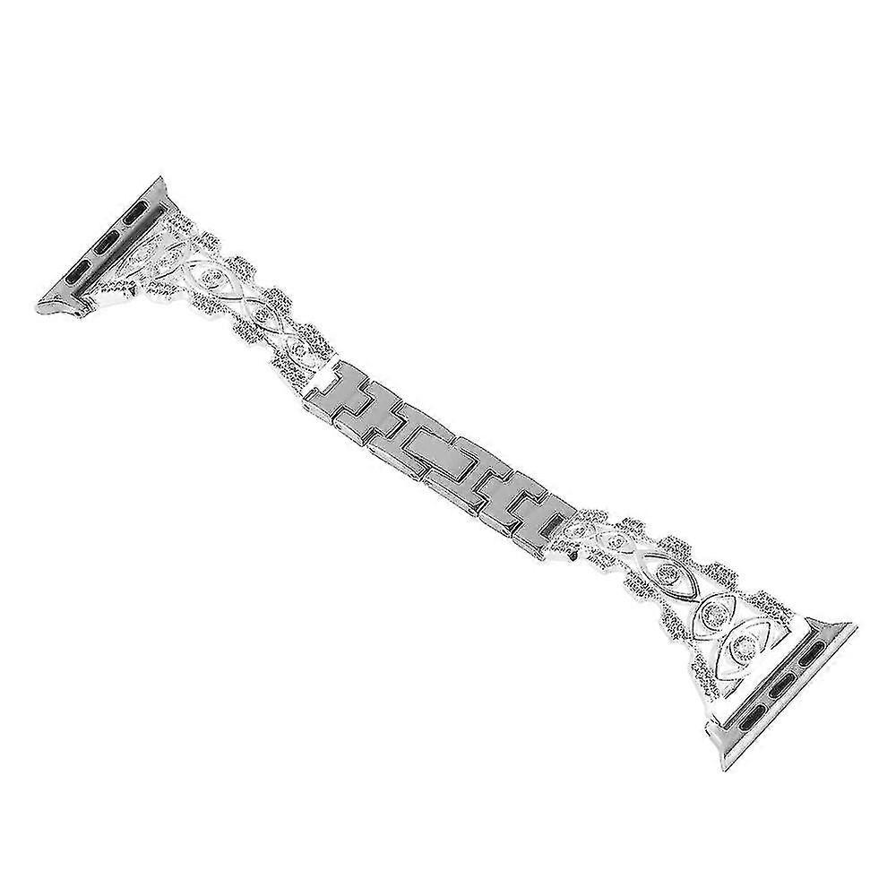 Rhinestone Decor Metal Watch Band Compatible With Apple Watch Ultra 49mm Series 8 7 45mm Series 6 5 4 Se (2022) Se 44mm
