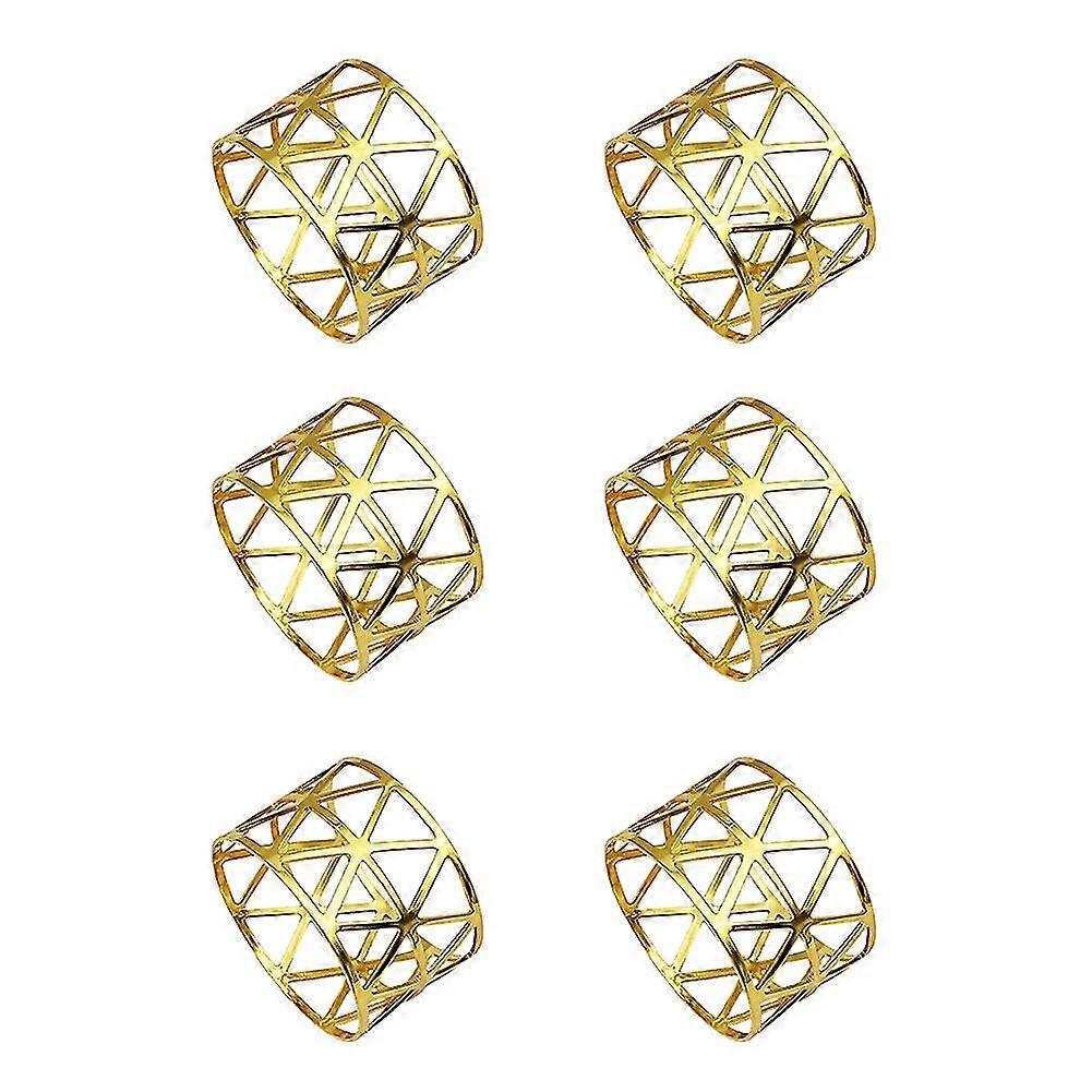 6Pcs Napkin Ring Stylish Easy to Clean Metal Sparkling Hollow Structure Napkin Buckle for Home