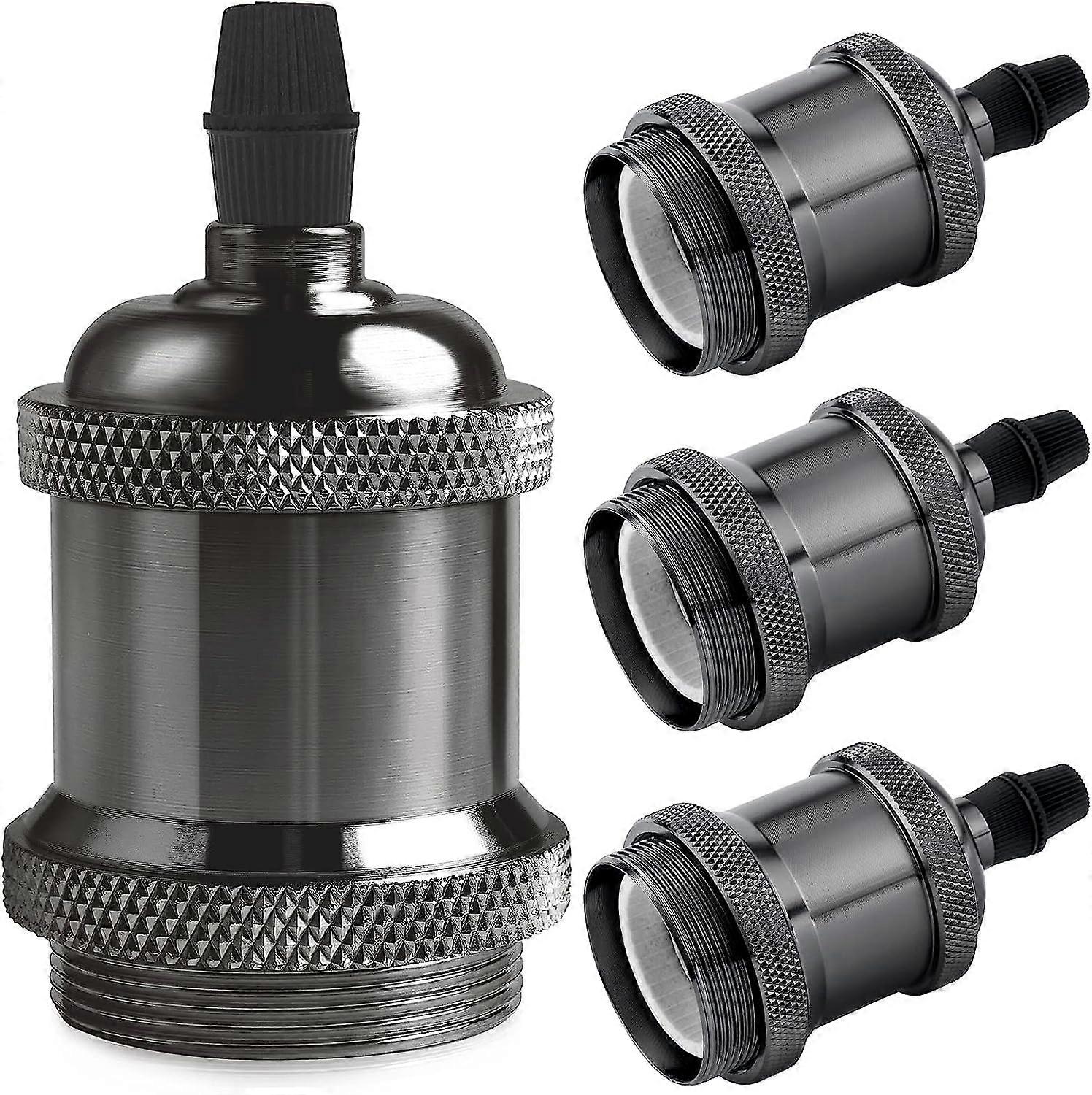 Vintage E27 lamp socket, Edison retro pendant lamp, Solid ceramic adapter, 4 Pieces black pearl socket