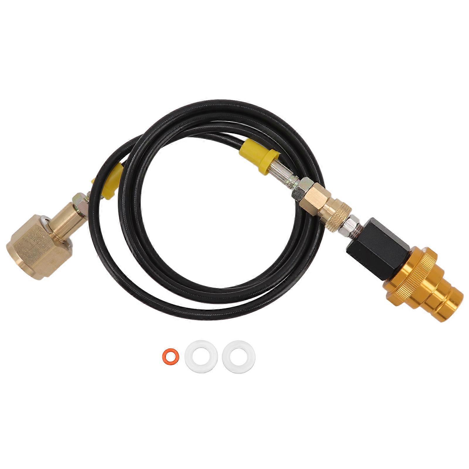 Soda Machine Adapter Hose Kit 1.5m Black Soda Adapter Hose with Gold Quick Adapter CO2 Tank Refill Adapter W21.8 14