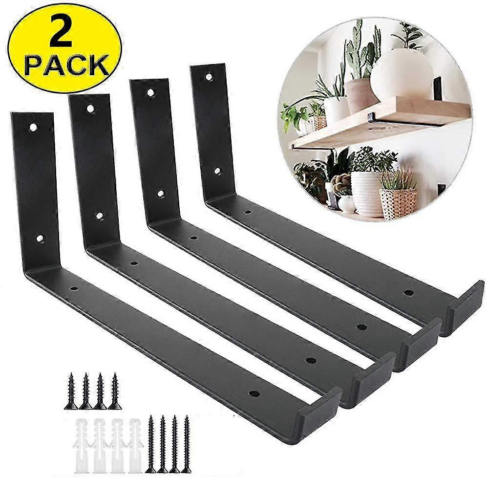 2pcs Shelf Brackets,industrial Wall Brackets, Heavy Duty L Shaped Shelf Support Frame Suitable To Wall Shelf Brackets(black)20cm
