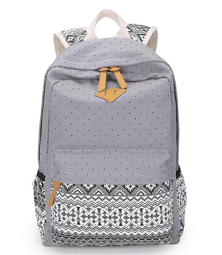 Udendørs Rejse Canvas Backpackkhakistudent etnisk stil skoletaske