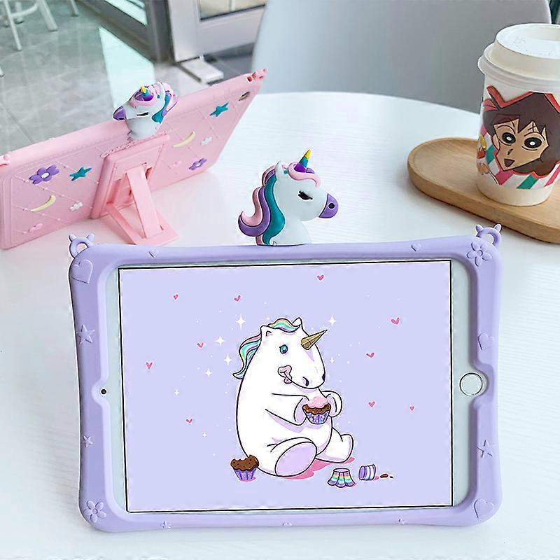 Cute Cartoon Soft Silicon Stand Cover for IPad 9.7 2017 2018 Mini 4 5 Case for IPad 10.2 Pro 9.7 11 Air 1 2 3 Tablet Cases+strap