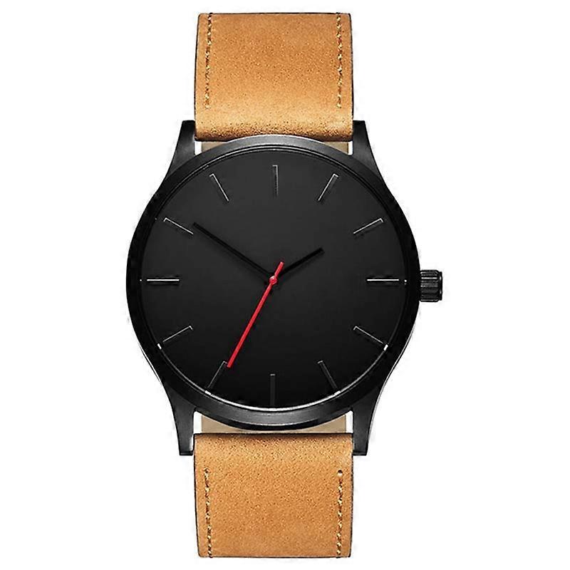 Men Simple Matte Leather Belt Quartz Watch