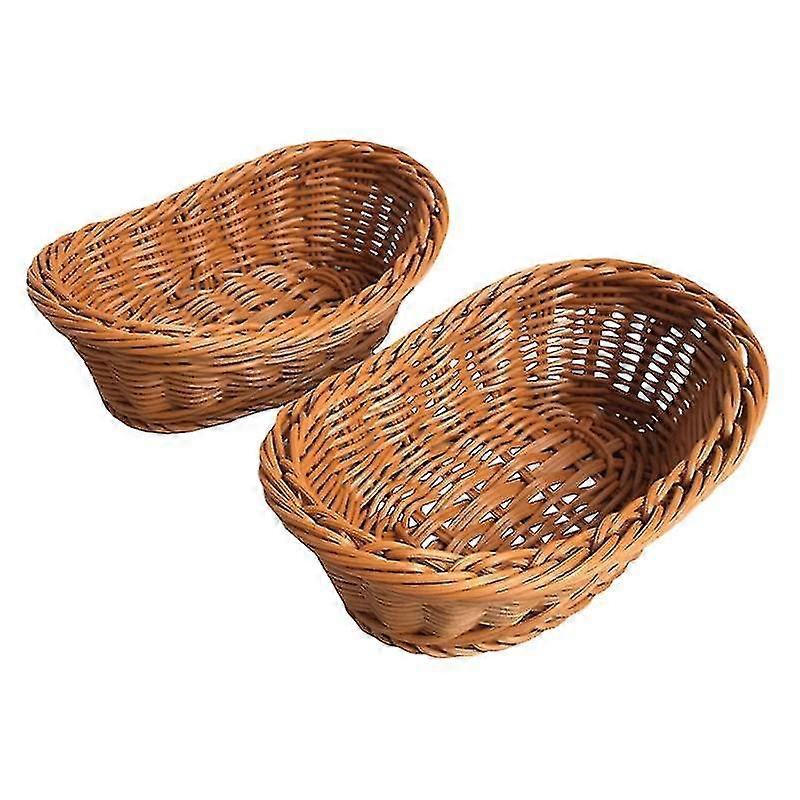 2pcs Imitation Rattan Woven Baskets