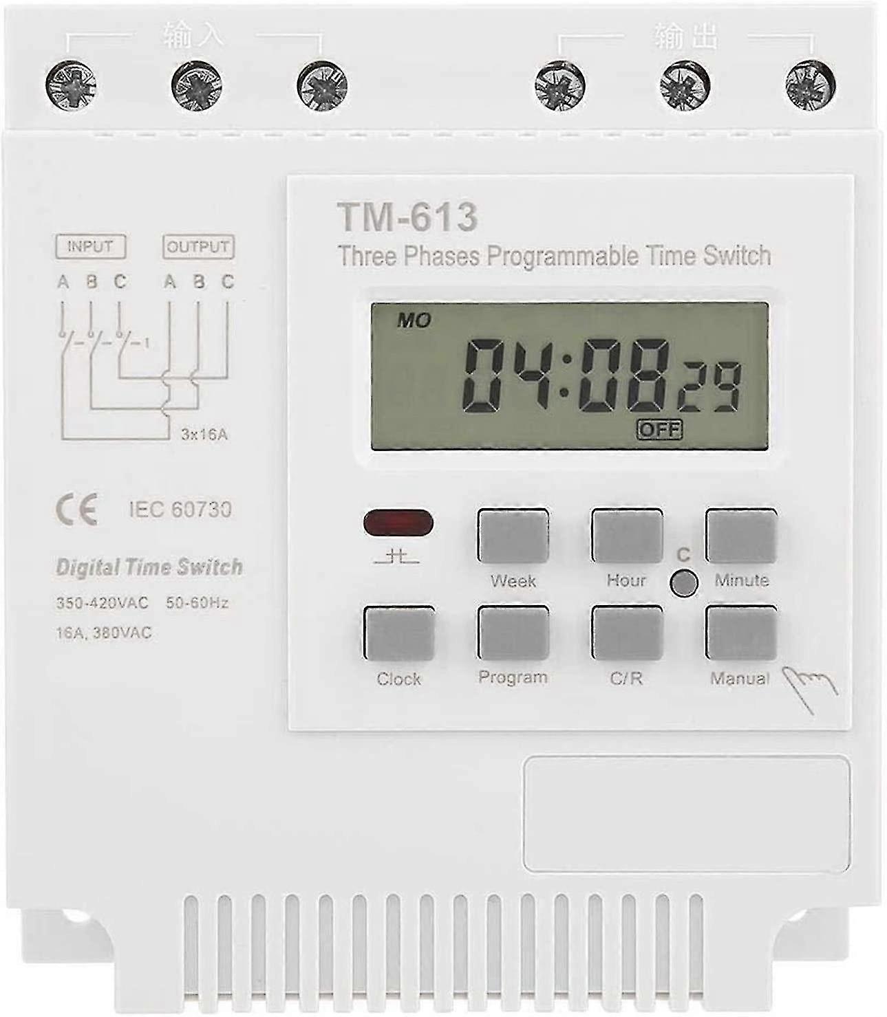 380v programmable time relay, TM-163 50-60hz mini power outage smart digital weekly programmable control power timer switch, three-phase fish pond aer