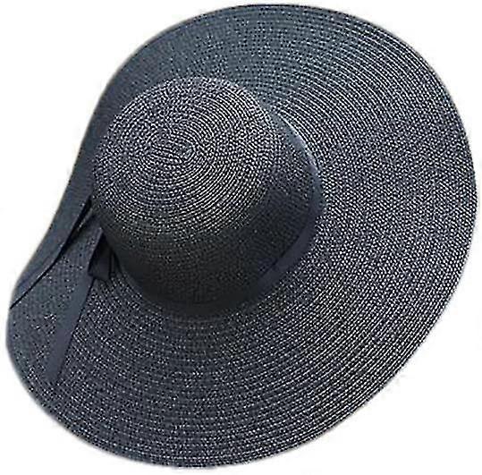 Bowknot Sun Hat Sun Hat Straw Hat Beach Hat (black