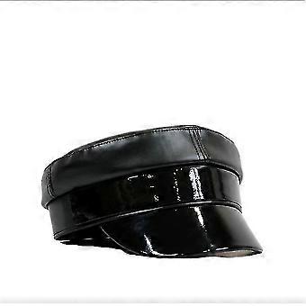 Women's Leather Flat Top Military C Hatblackmt