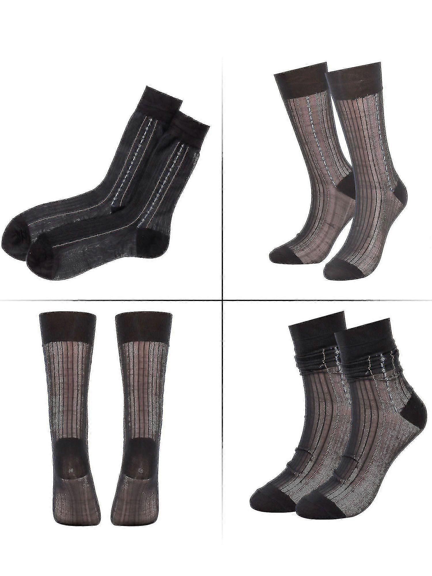 1-5 أزواج رجالي الجوارب الحريرية الجوارب اللباس الشفاف رقيقة جدا نايلون الأعمال سوكس الصيف كول طاقم الجوارب (أسود) Tw