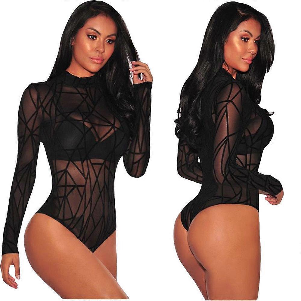 See-through Mesh One Piece Sexy Long-sleeved Pajamas