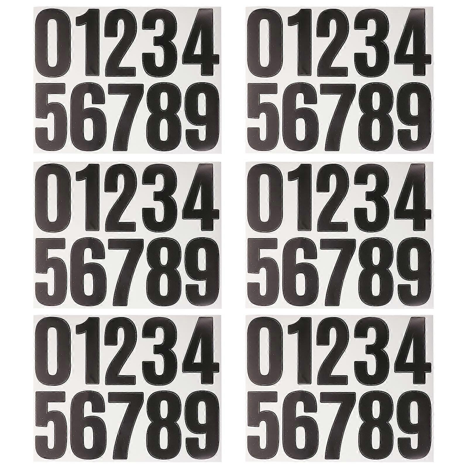 6 Sheets Large Number Stickers Adhesive Numbers Stickers for Garbage Bins Trash Can Number Stickers