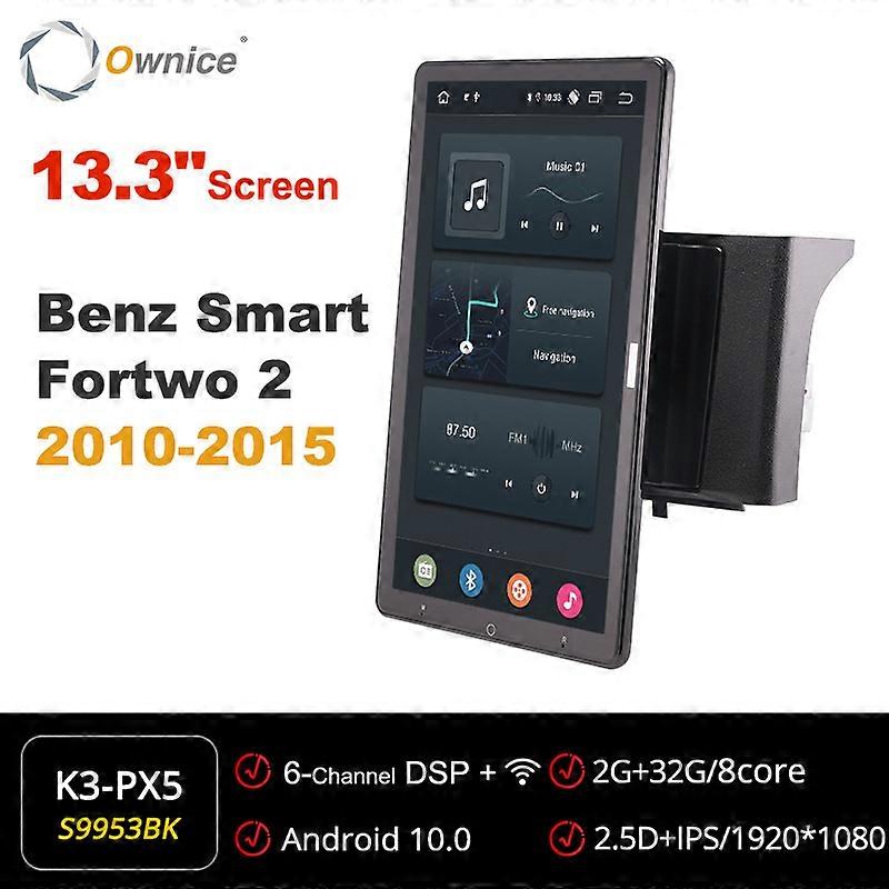 Tesla style PX6 13.3 "Android 10.0 Voiture Lecteur DVD Auto Rotatif Navigation GPS Radio Stéréo Pour Benz Smart Fortwo 2 2010-2015