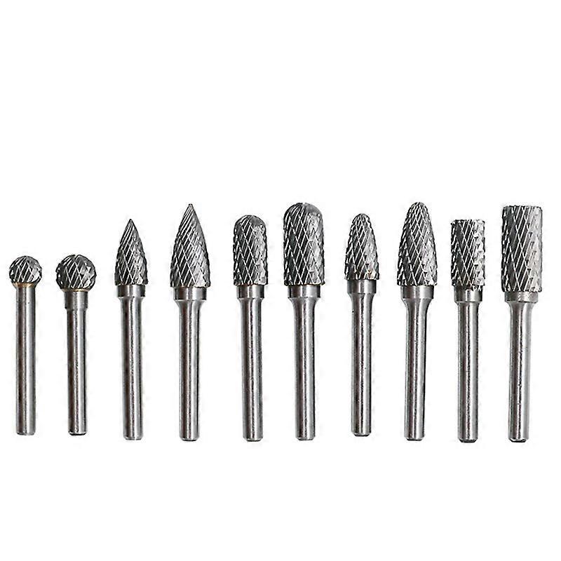 100% New Upgraded 5 Pcs Tungsten Carbide Burr Set Rotary Files Polishing Tool, Shank Diameter 6mm, Outer Diameter 10/12mm
