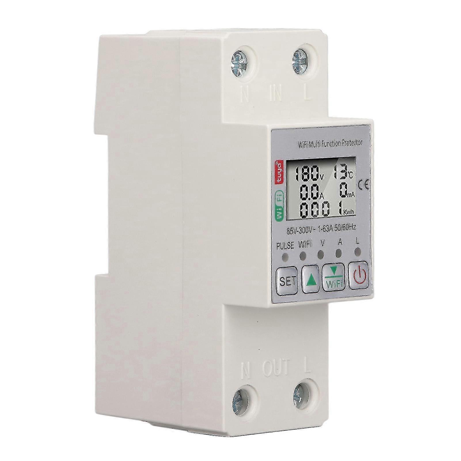 Wifi Smart Power Meter Switch For Tuya Energy Circuit Breaker Multi Function Protector With Metering Ac85300v 63a