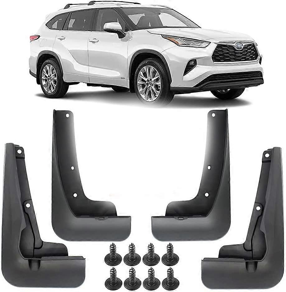 Black Mud Flaps Splash Guards For 2014-2019 Toyota Highlander – Front & Rear Set