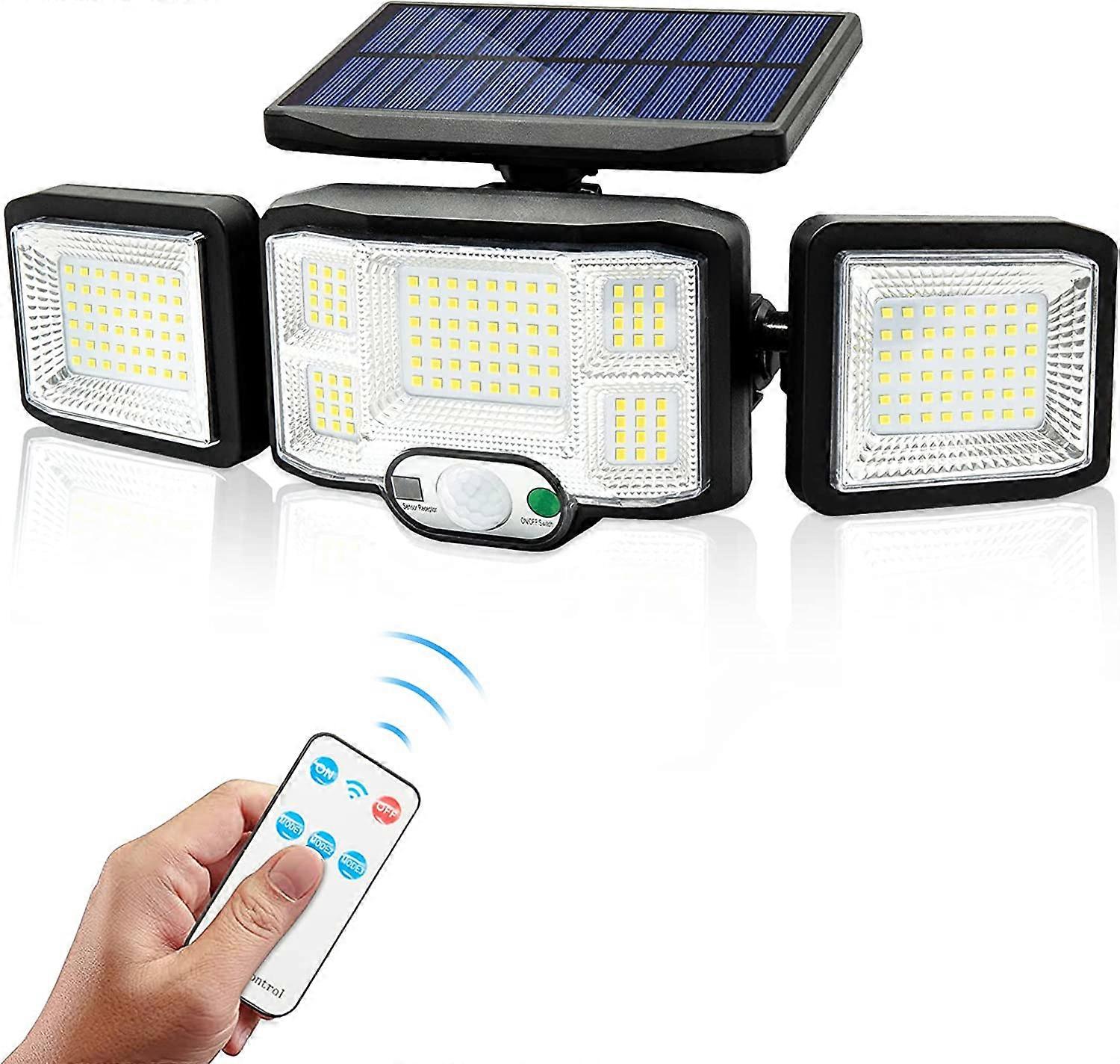 Solar Light Outdoor Wall Light LED Light 3 Heads 192 LEDs Motion Sensor Security Floodlight Lighting IP65 Waterproof Solar Powered Lamp [Energy Class 