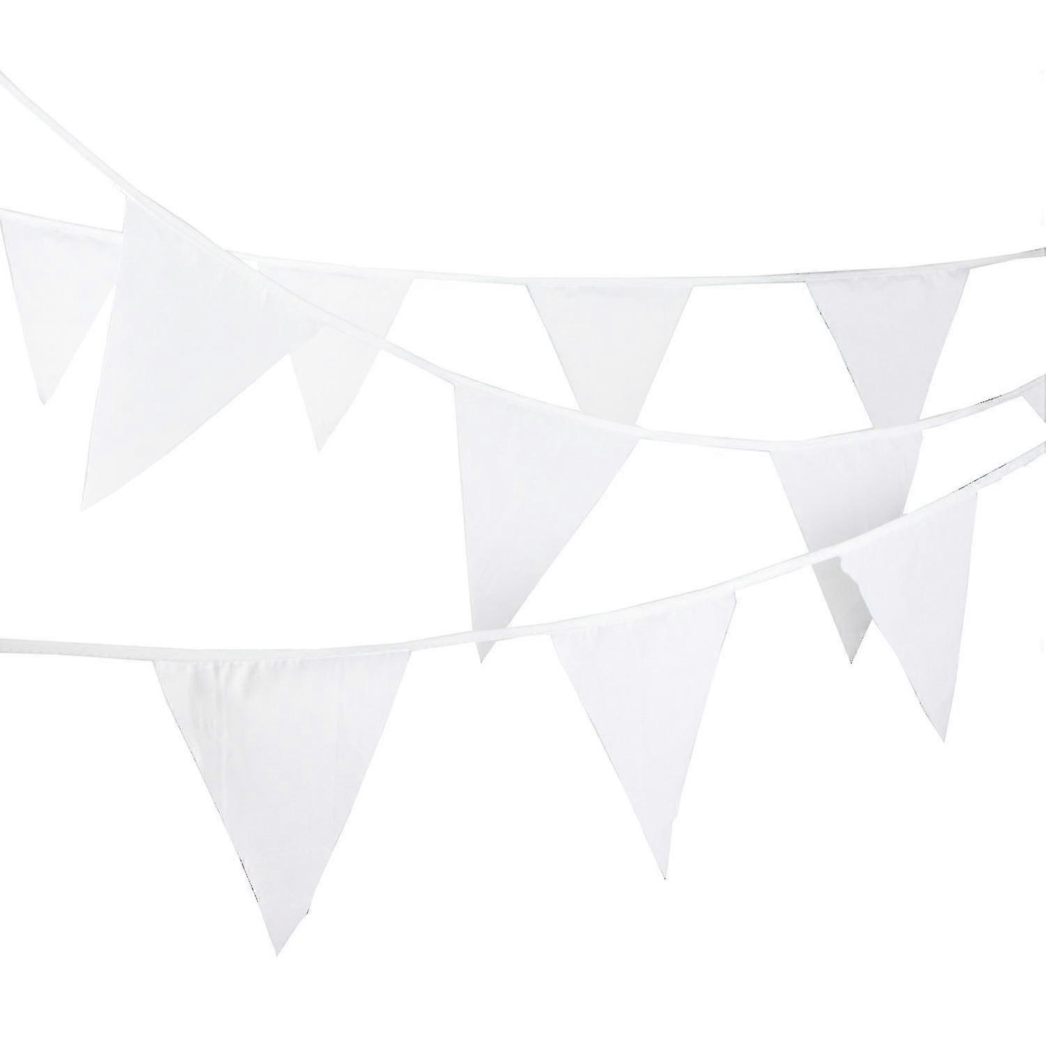 32feet Solid White Pennant Banner Flags String Triangle Bunting Flags,decorations