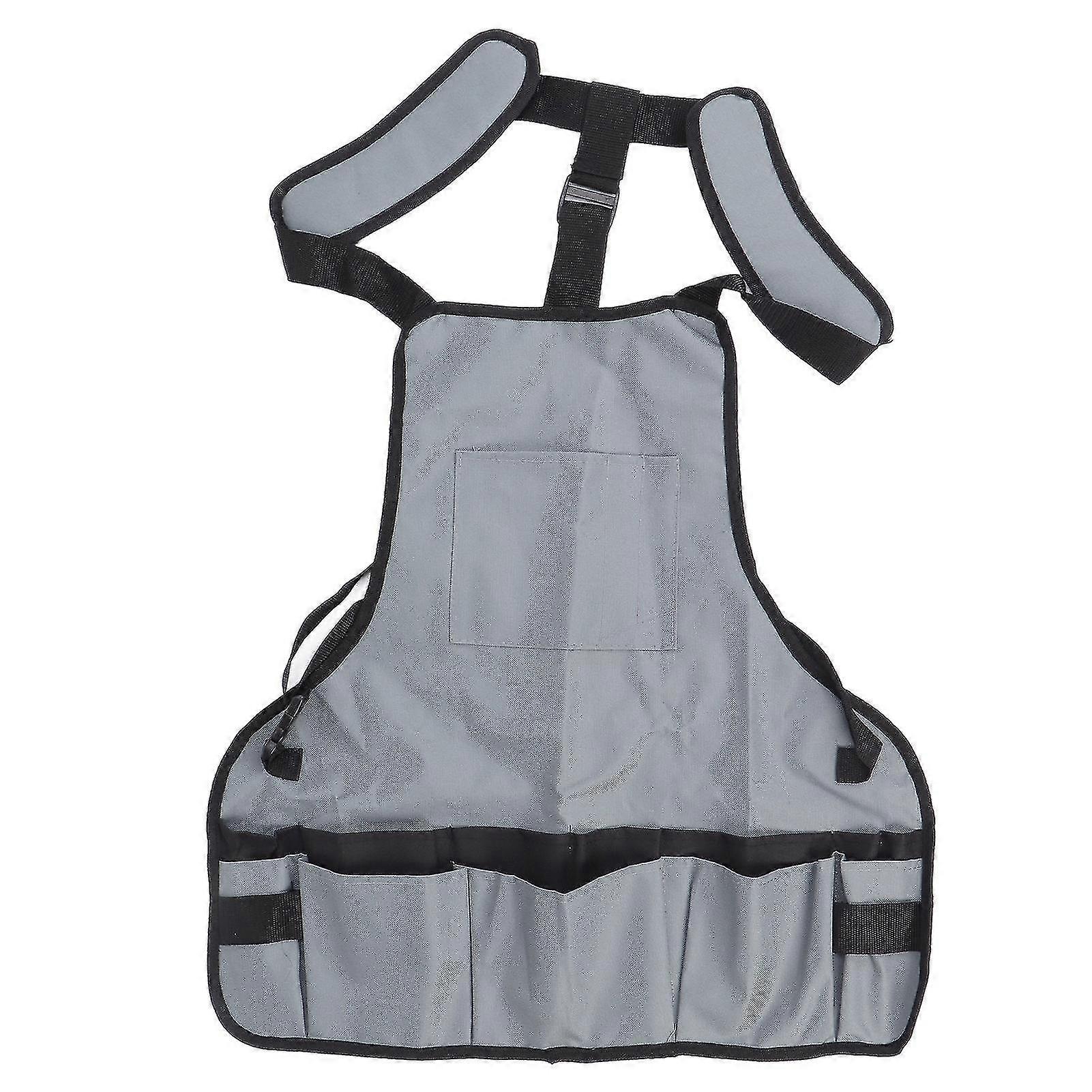 Outdoor Barbecue Apron Dirt Resistant Work Apron With Pockets For Garden Tool Workshop Gray