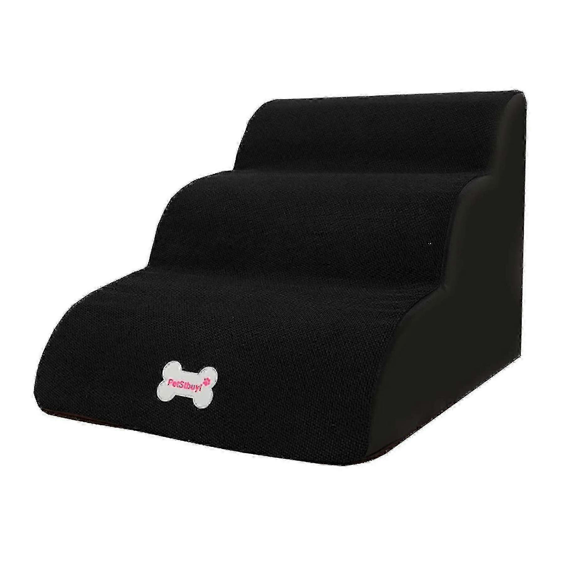 سلالم سلم منحني 3 خطوات سلالم ناعمة مريحة للحيوانات الأليفة ، سلم الأليفة قابل للغسل قابل للإزالة منحدرات صغيرة للكلاب لأريكة سرير أسود - JA