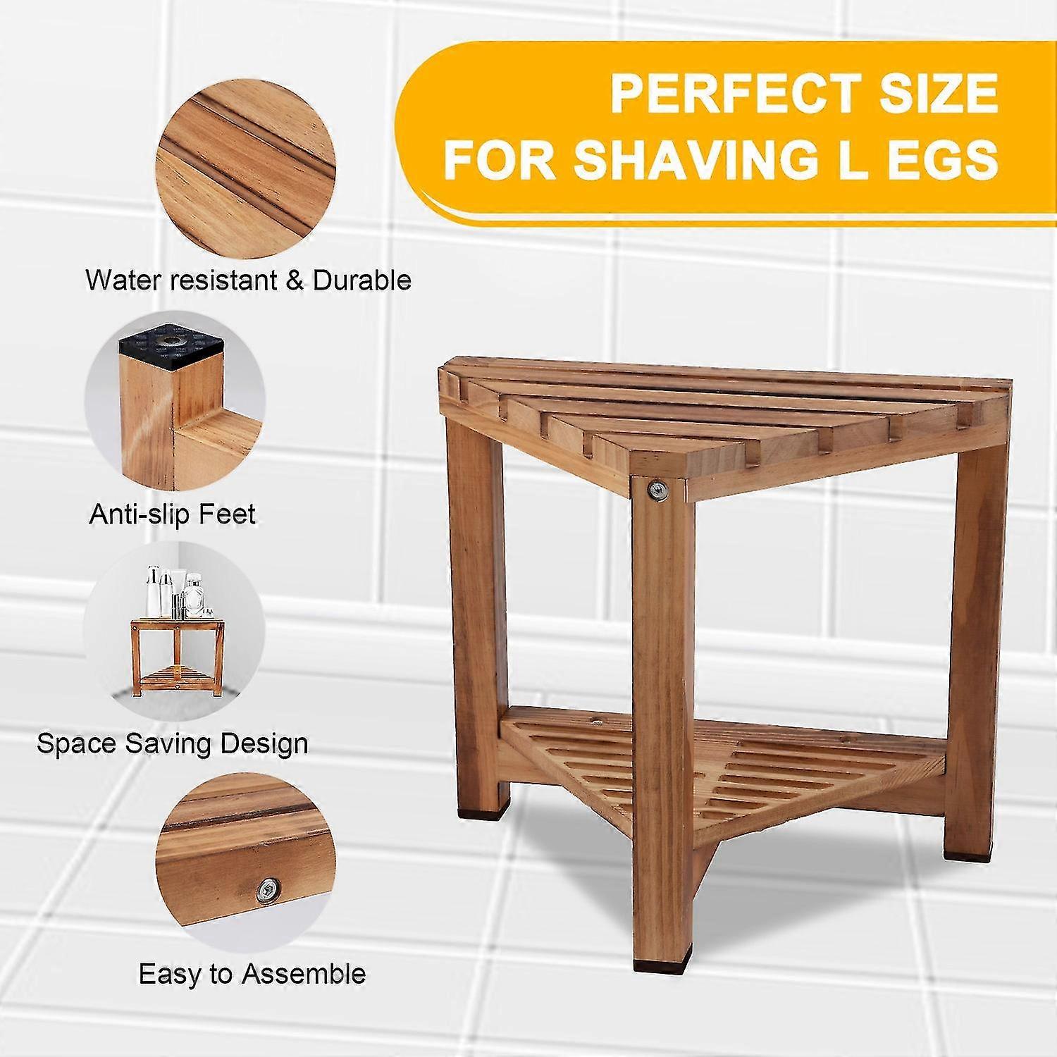 Wooden Shower Stool Wooden Shaving Leg Stool Bathroom Corner Shower