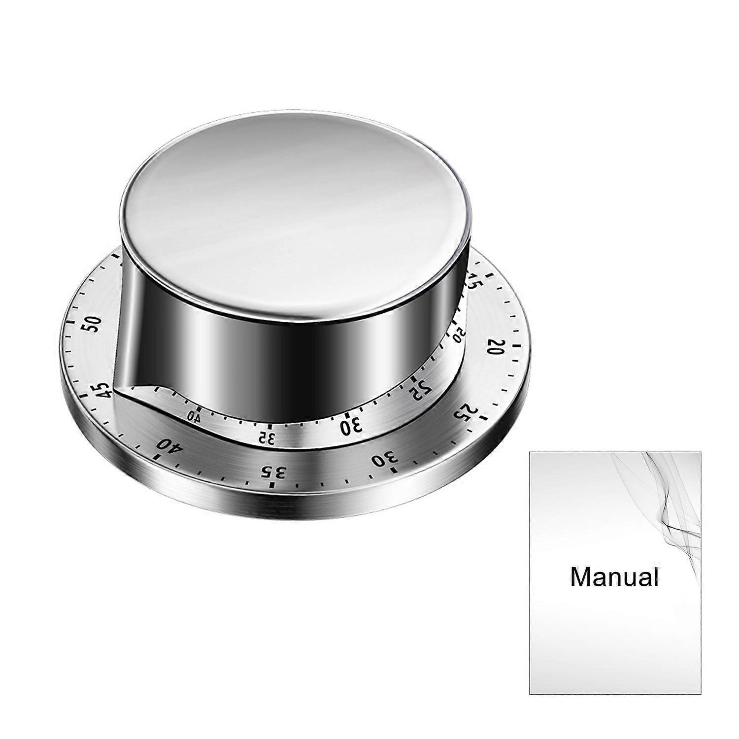 Mechanical Timer Manual Magnetic No Battery Required Round 60-Minute Visual Countdown Stainless