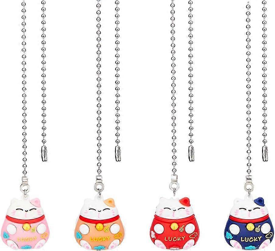 4Pcs Ceiling Fan Pull Chain Extenders 11.8 Inch Lucky Cat Light Pull Chain Adjustable Decorative Extension Connector Hanging Ornaments for Lighting La