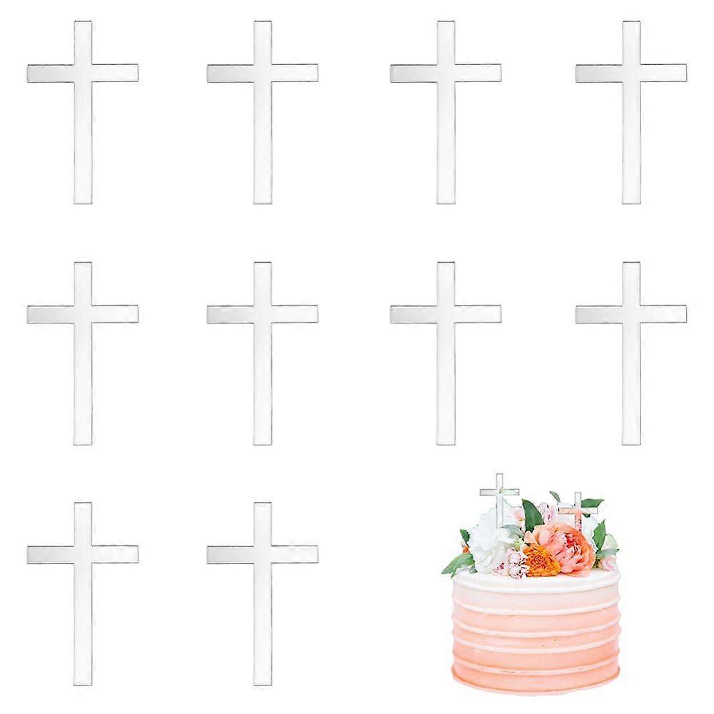 Mirror Acrylic Wall Decorations Cross Silver 100x60x1.5mm