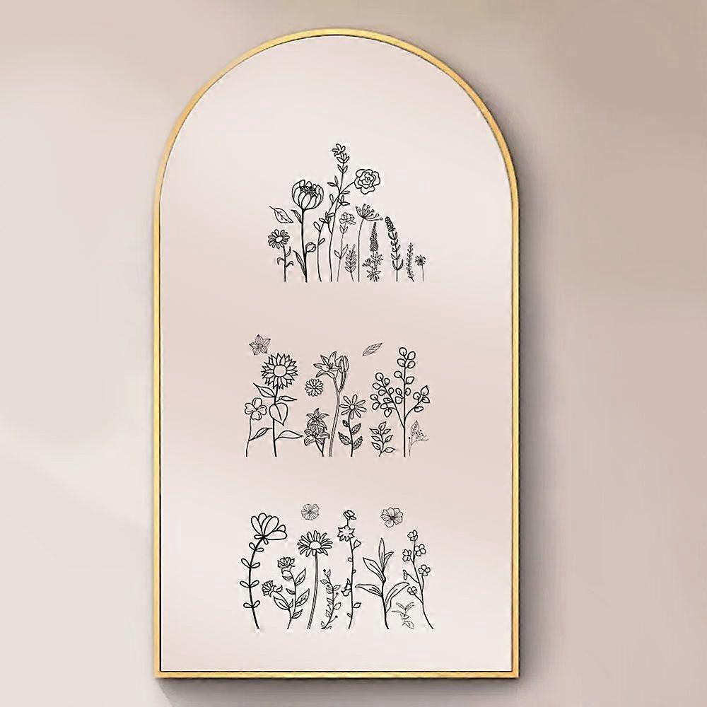 Waterproof Reflective Plastic Mirror Stickers with Adhesive Tape Flower 130x150mm 3pcs/set