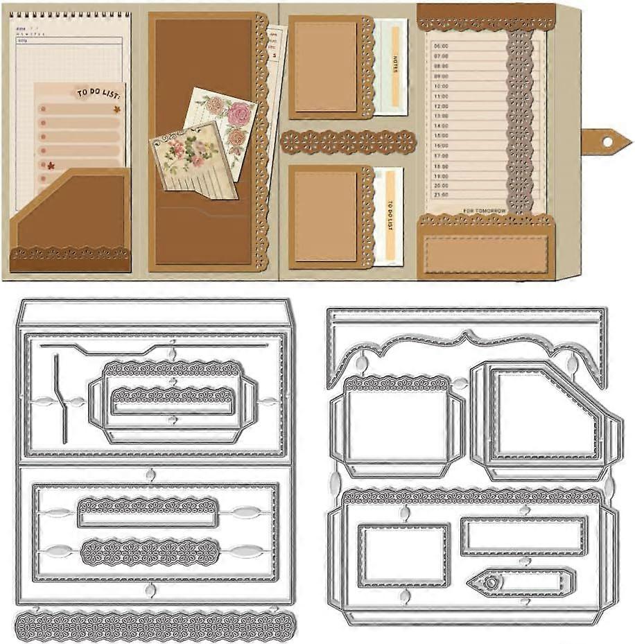 3D Calendar Wallet Cutting Dies Cut Calendar Themes Metal Die Cuts Embossing Stencils Planner and Wallet Embossing Stencil Cutting Template for Card M