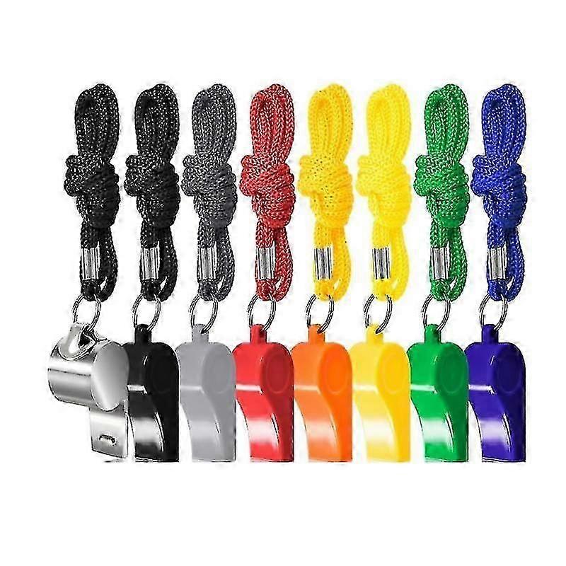 8 Pack Coach Referee Whistle With Lanyard-YuJia