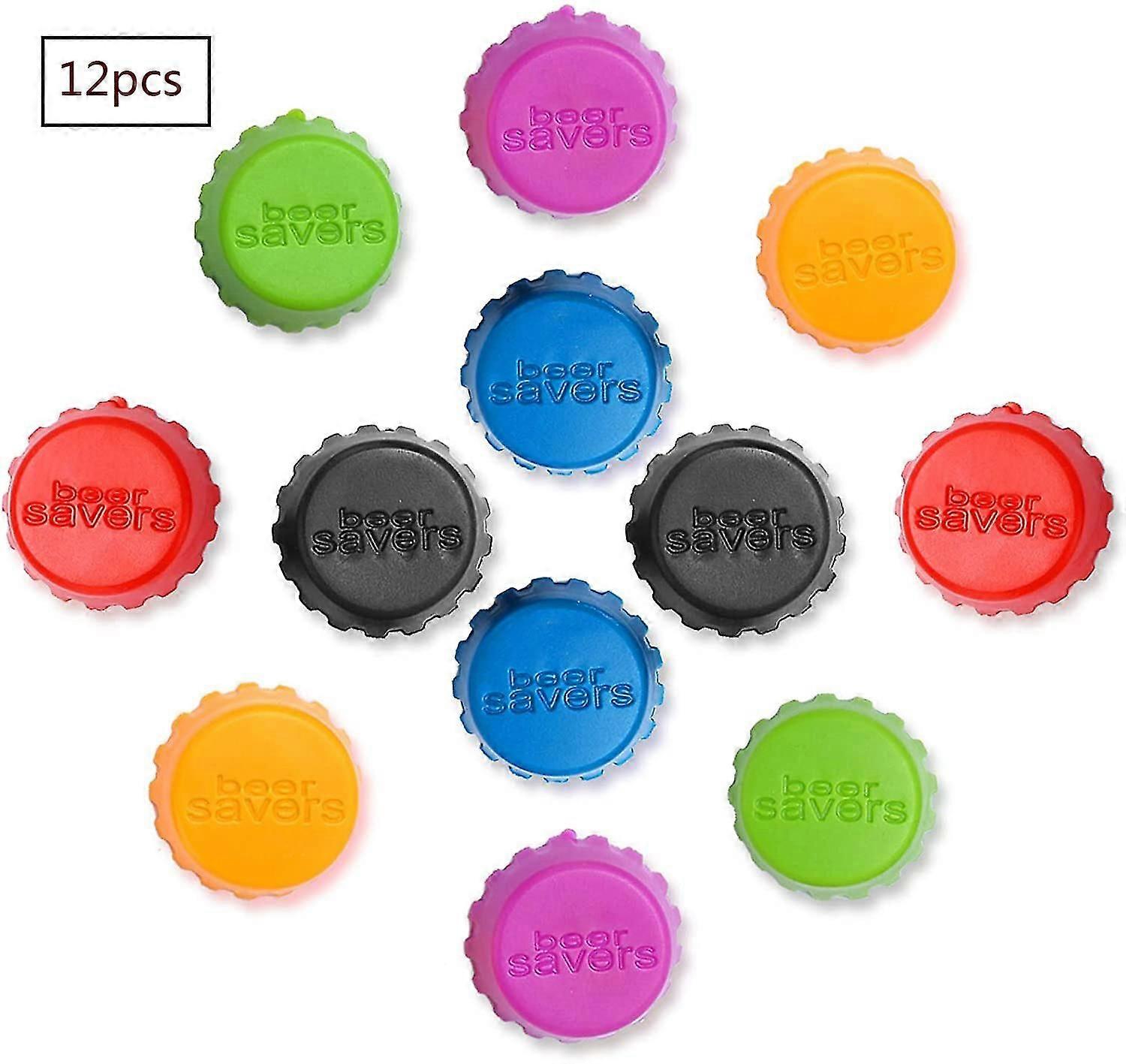Colorful Beer Saver Silicone Crown Caps - 12 Pieces