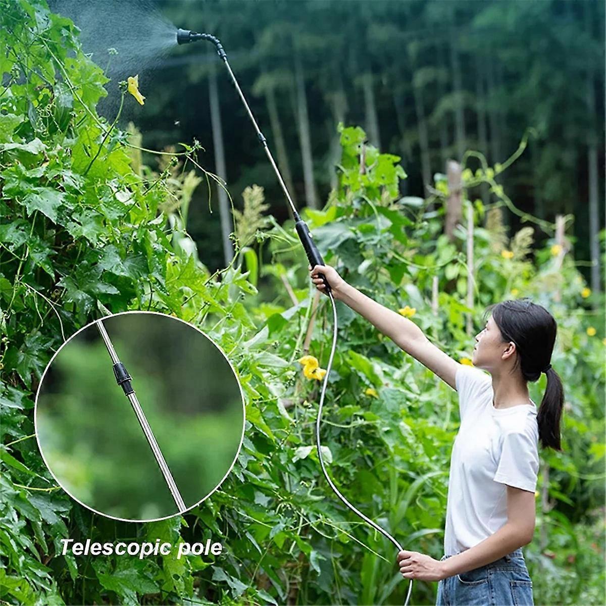 Electric Sprayer with 4m Pipes Garden Watering with 2 Nozzles Type-C/USB Telescopic Irrigation Tools