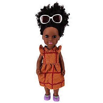 14in Schwarze Babypuppe Amerikanisches afrikanisches realistisches Vinyl-Mädchenspielzeug für Kindergeburtstagsgeschenke