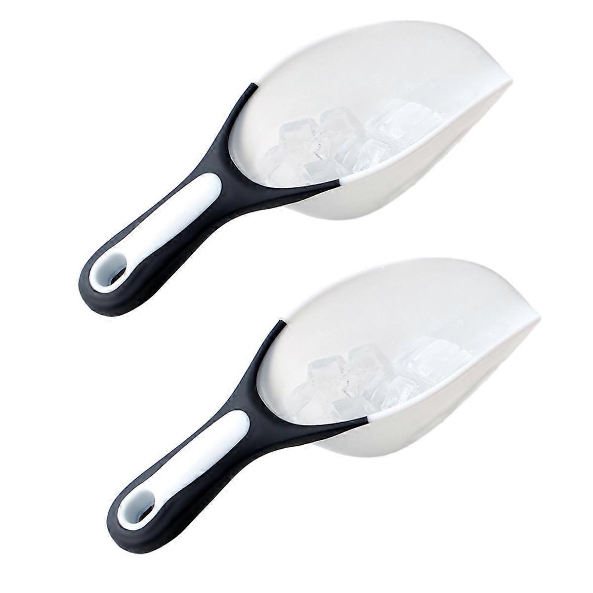 Ice scoop, contoured translucent flexible plastic, soft handle, for ice, flour, rice, popcorn