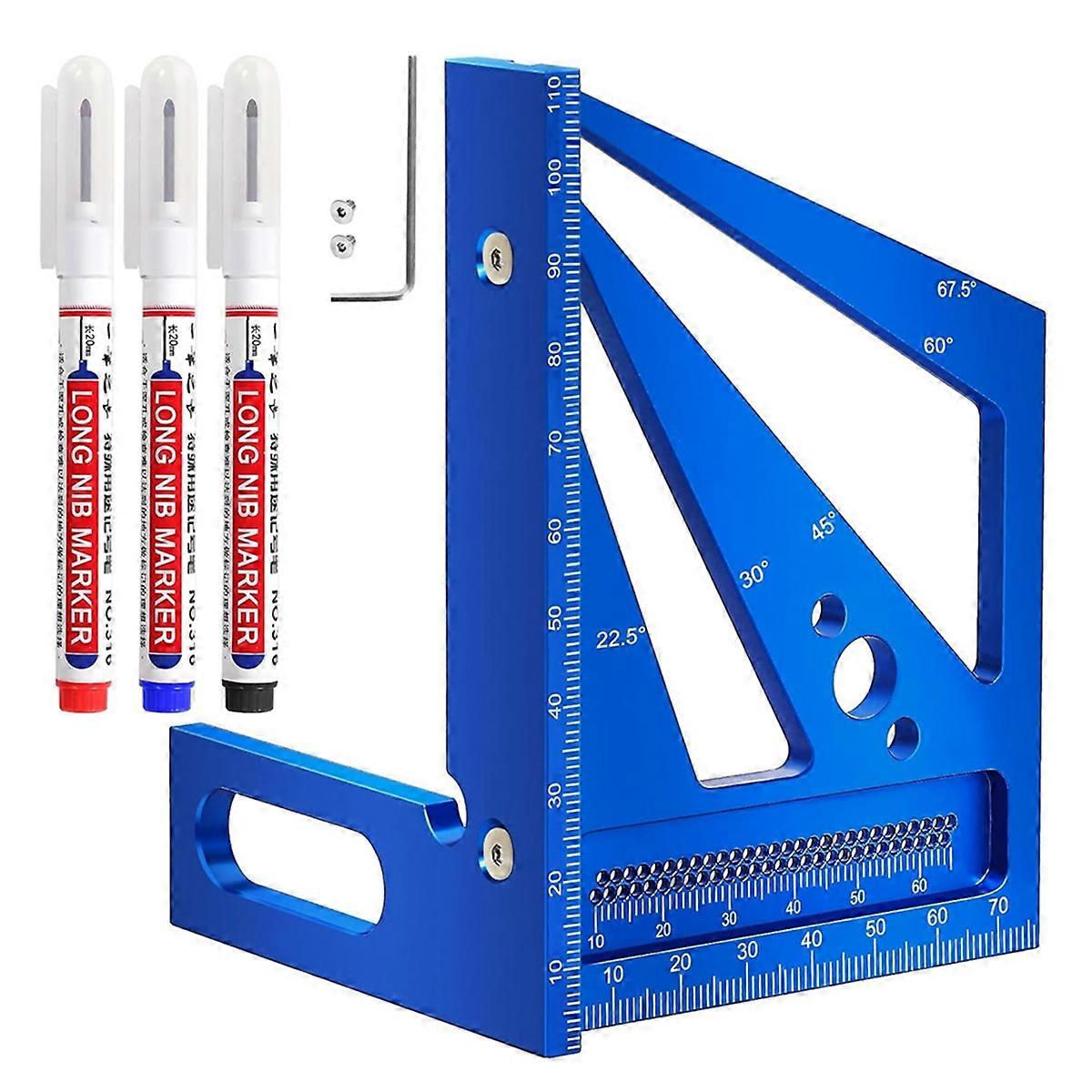 3D Multi Angle Measuring Ruler Carpenter Square Aluminum Alloy Woodworking Ruler Miter Triangle Ruler