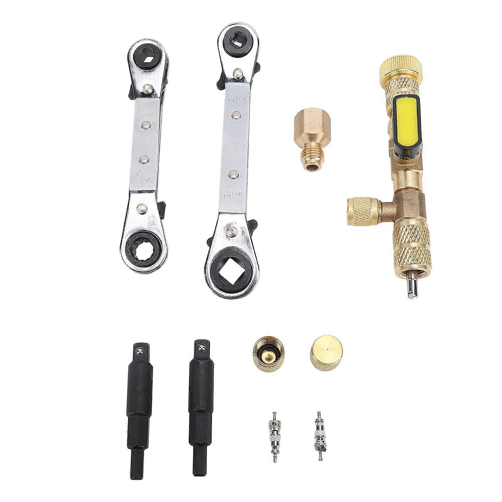 Valve Core Remover Tool with Dual Size SAE 1/4in and 5/16in Port Valve Core Remover Installer Tool for R22 R12 R407 R410 R404 R32 AC System 36pc Set M