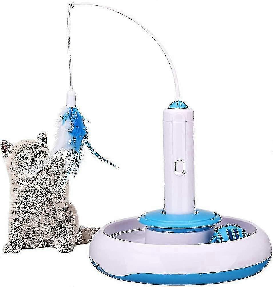 Interactive Cat Toy Indoor Toy With 360 Electric Rotating Feather Toys And Ring