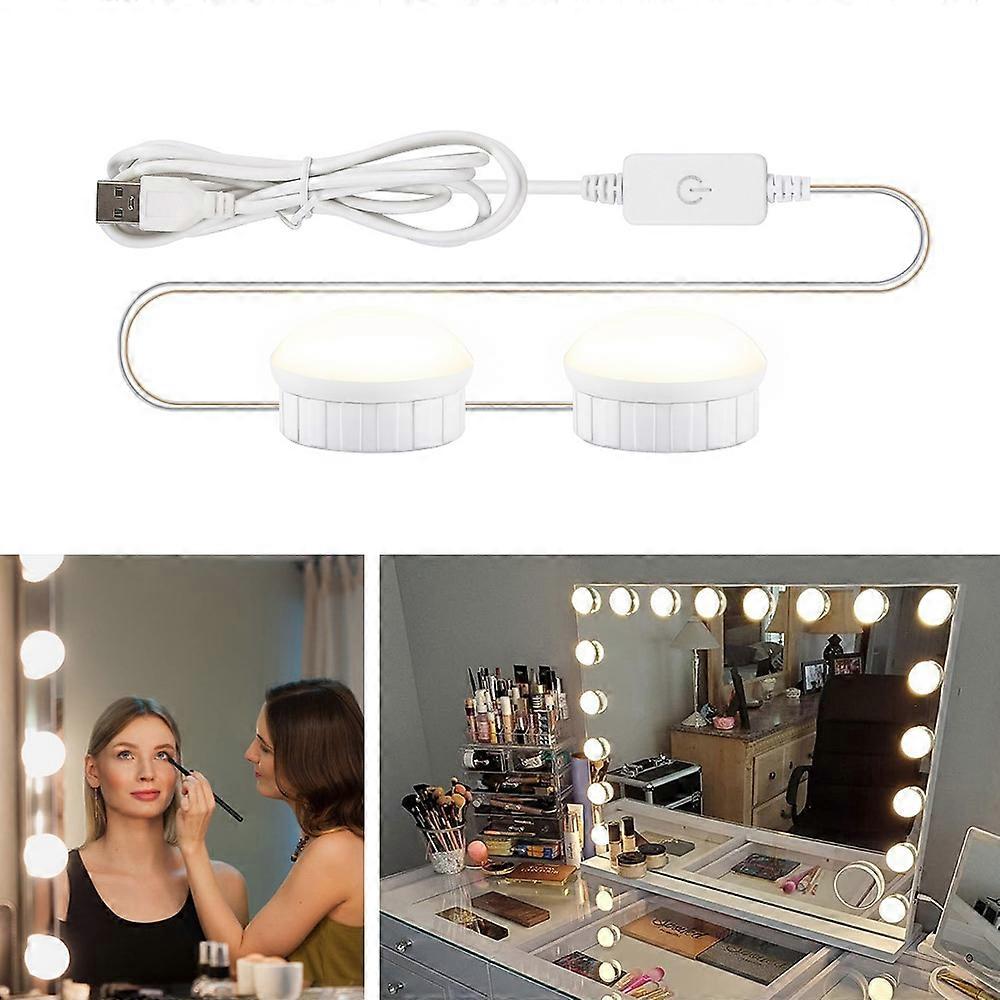2 LEDs Mirror Front Light Dimmable Makeup Mirror USB Touch Control Light