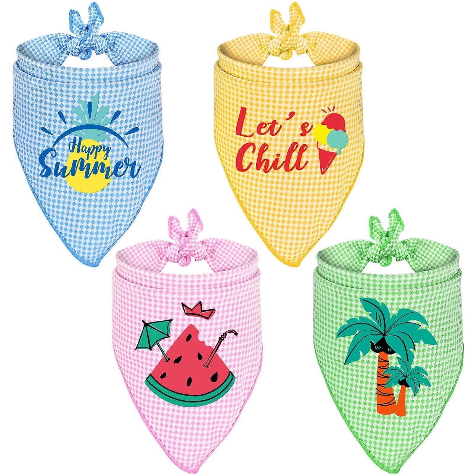 4 Pack Breathable Dog Cooling Scarves for Summer, Adjustable Size, Lightweight, Quick-Dry Fabric, Variety of Colors