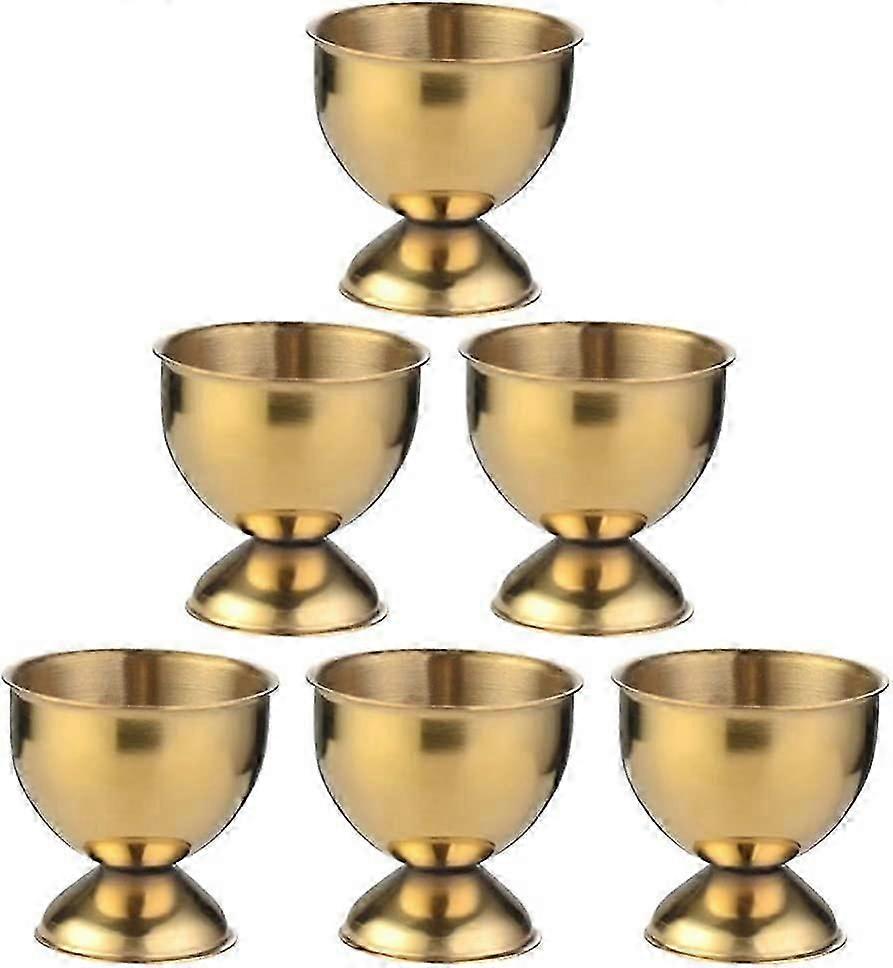 6 قطع حامل البيض الفولاذ المقاوم للصدأ كأس البيض حامل البيض الذهبي صينية البيض صينية البيض للأطفال بيضة عيد الفصح