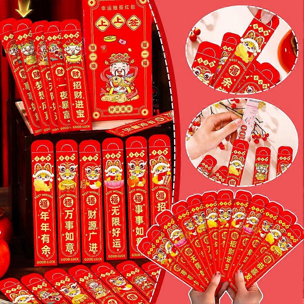 Pack of 12 Chinese Lucky Red Packets / Envelopes Happy New Year Hong Bao Draw