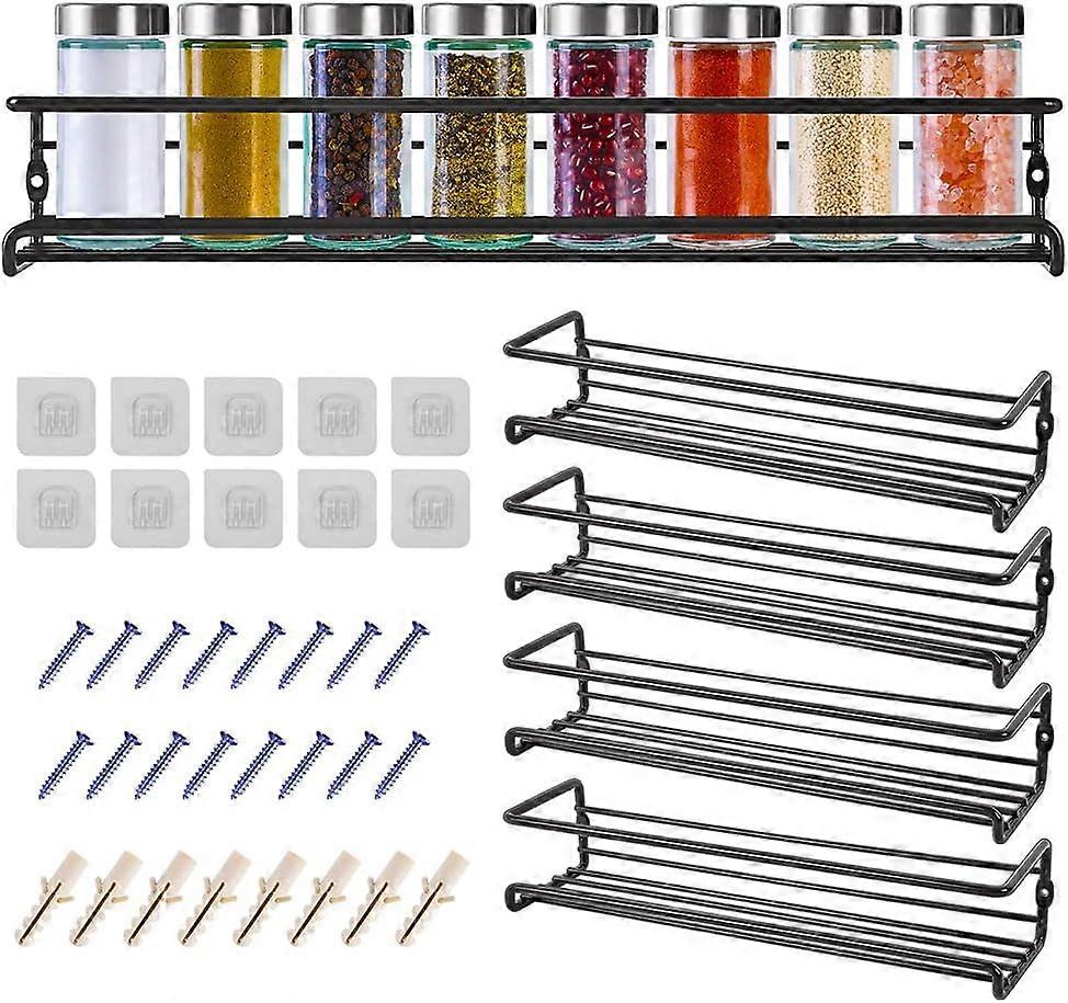 1pc - Shelf - Four-pack boxed spice rack black (without bottle)